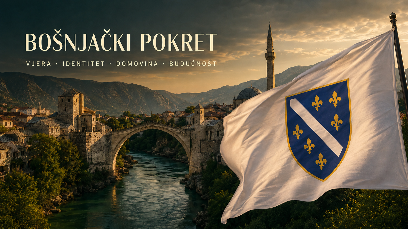 Stari most u Mostaru i zastava Republike Bosne i Hercegovine